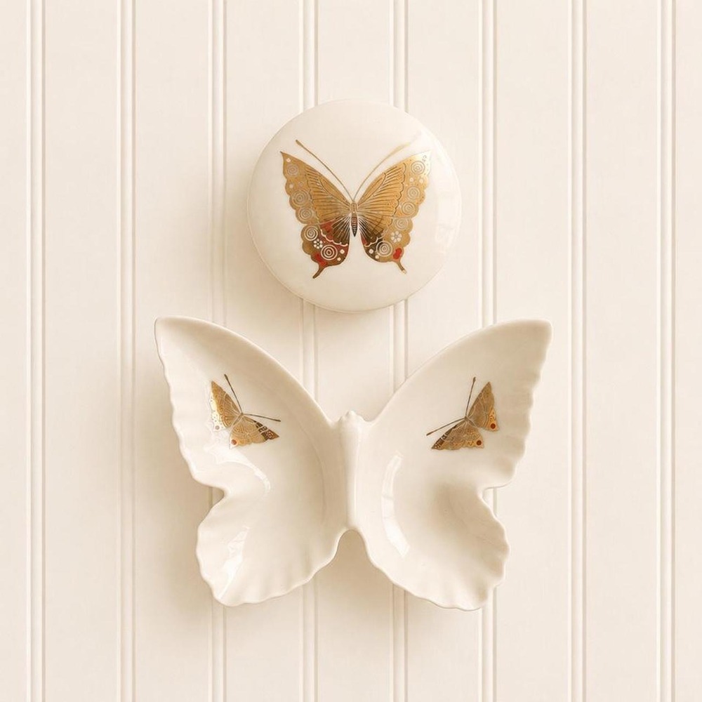 Pair of Vintage Japanese Butterfly Trinket Dishes
